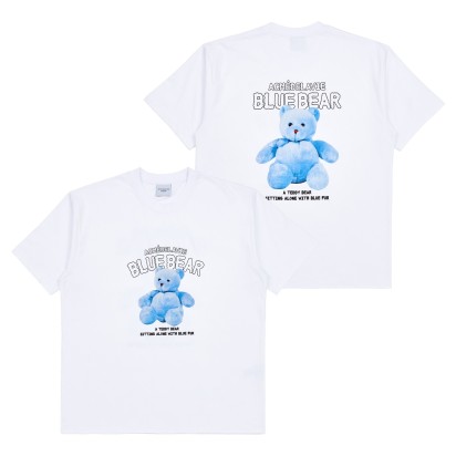 ADLV Blue Teddy Bear Tee White