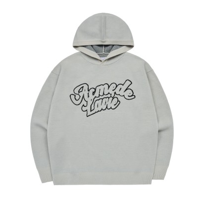 ADLV Round Logo Kinit Hoodie Light Grey