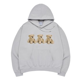 ADLV Three Boucle Bear Hoodie Light Grey