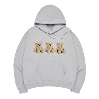 ADLV Three Boucle Bear Hoodie Light Grey