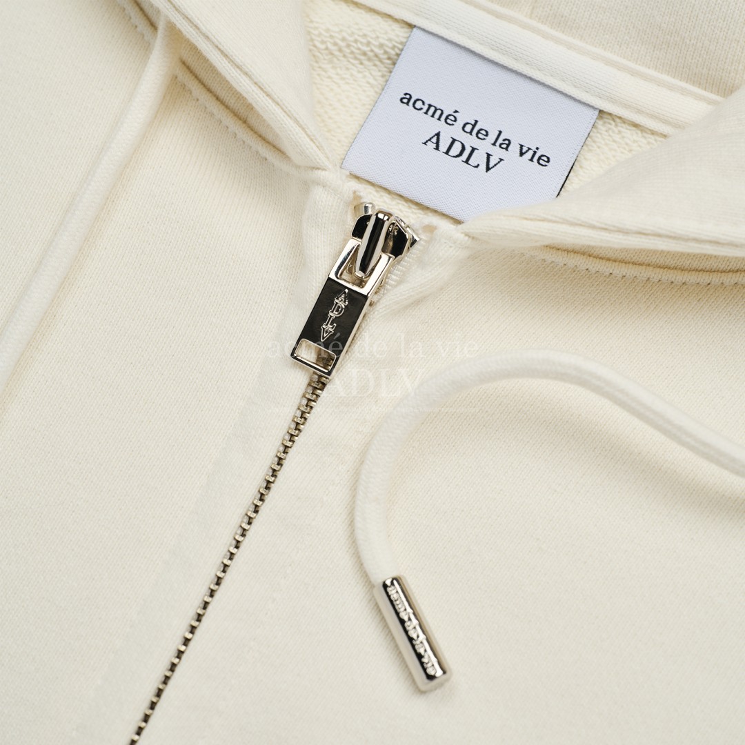 ADLV Gold Chain Bear Doll Zip Up Hoodie Cream