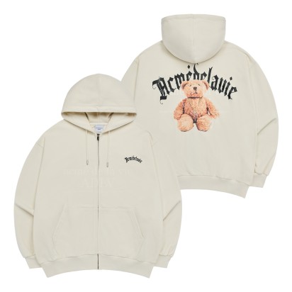 ADLV Gold Chain Bear Doll Zip Up Hoodie Cream