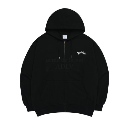 ADLV Gold Chain Bear Doll Zip Up Hoodie Black