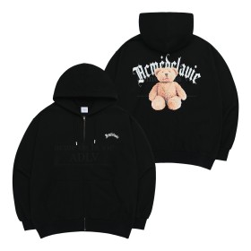 ADLV Gold Chain Bear Doll Zip Up Hoodie Black