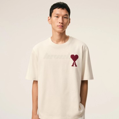 AMI Paris Cotton Ami de Coeur Heavy Cotton Tee Moonlight