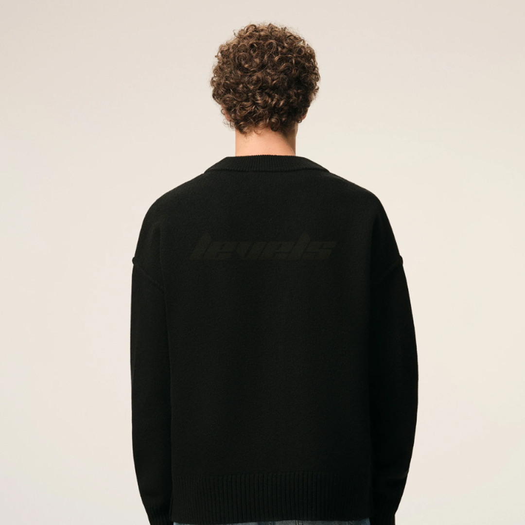 AMI Paris Contrasted Ami De Coeur Wool Cardigan Black