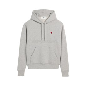 AMI Paris Cotton Ami de Coeur Hoodie Grey