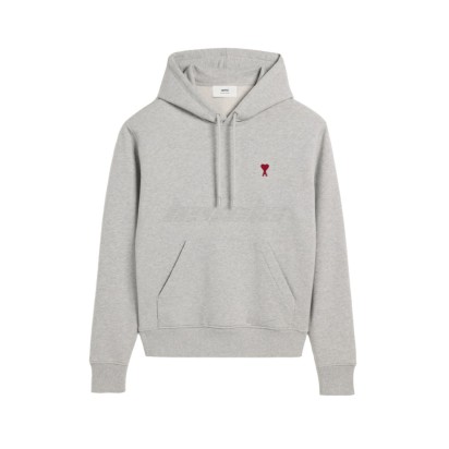 AMI Paris Cotton Ami de Coeur Hoodie Grey