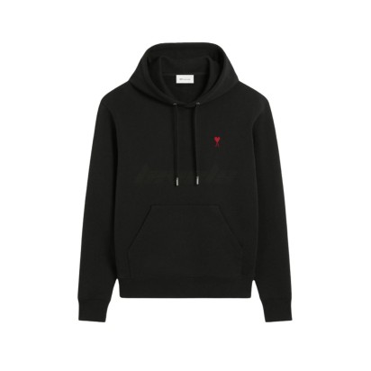 AMI Paris Cotton Ami de Coeur Hoodie Black