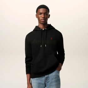 AMI Paris Cotton Ami de Coeur Hoodie Black