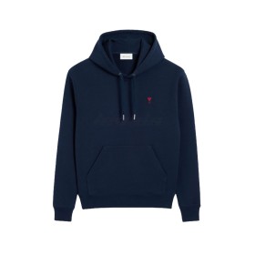 AMI Paris Cotton Ami de Coeur Hoodie Night Blue