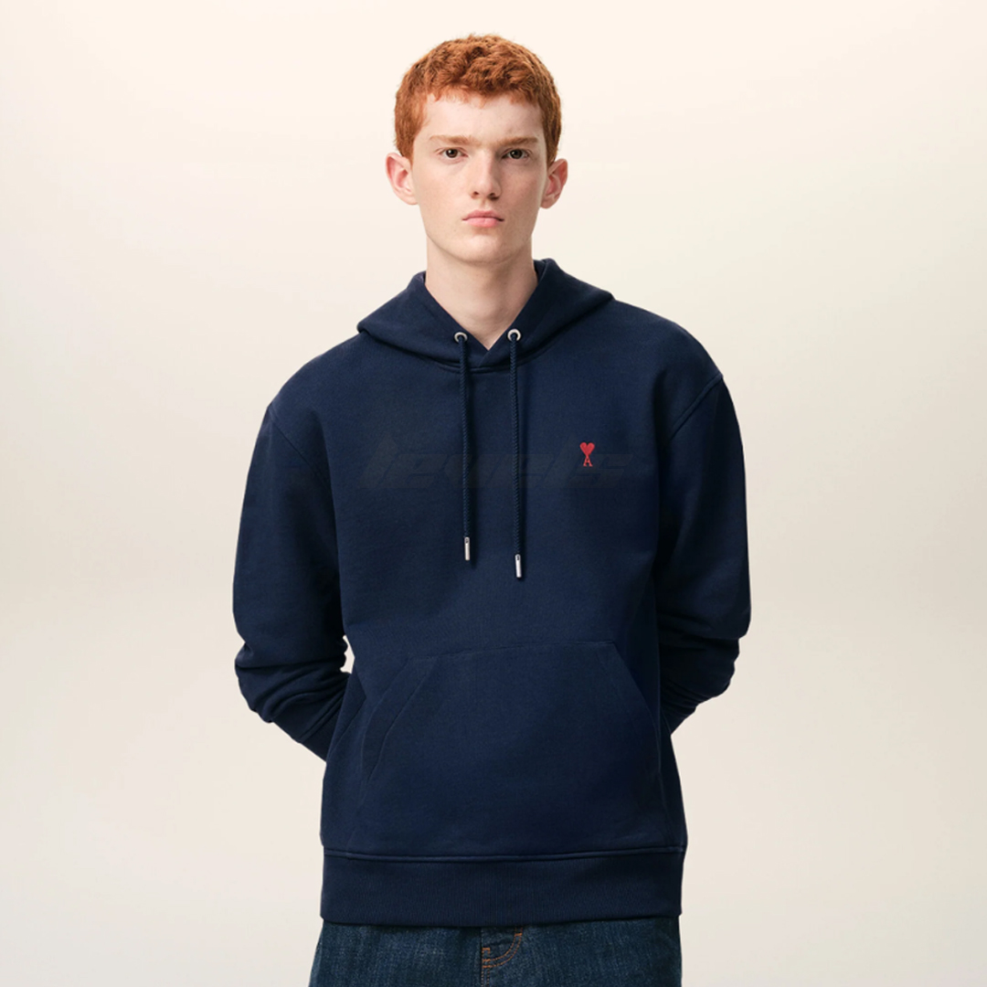 AMI Paris Cotton Ami de Coeur Hoodie Night Blue
