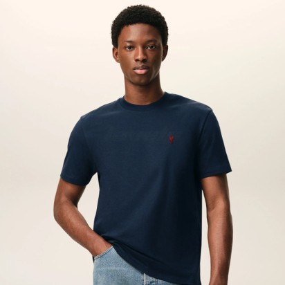 AMI Paris Cotton Ami de Coeur Tee Night Blue