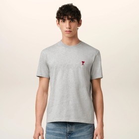 AMI Paris Cotton Ami de Coeur Tee Grey