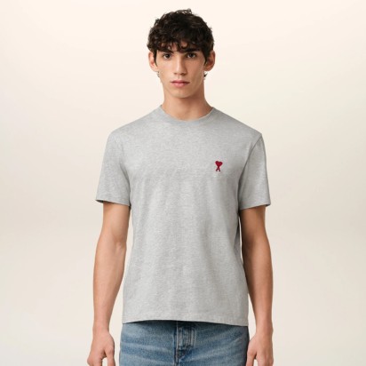 AMI Paris Cotton Ami de Coeur Tee Grey