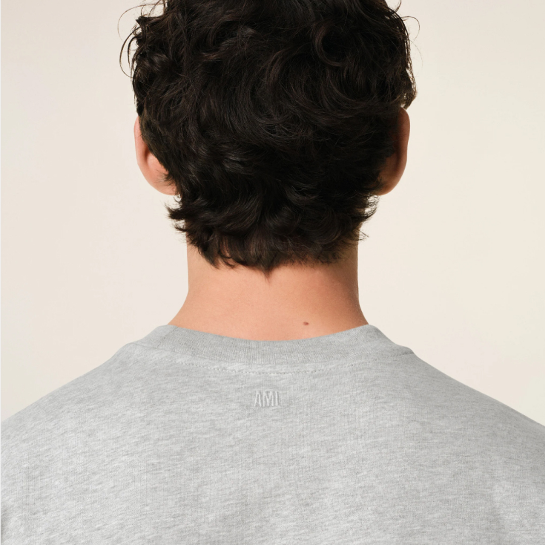 AMI Paris Cotton Ami de Coeur Tee Grey