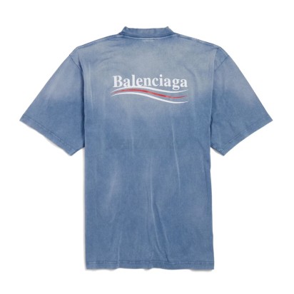 Balenciaga Political Campaign Tee Faded Blue