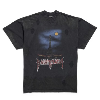 Balenciaga Paris Moon Double Front Tee Black