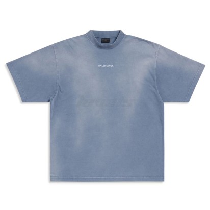 Balenciaga New Balenciaga Back Tee Blue/White