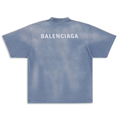 Balenciaga New Balenciaga Back Tee Blue/White