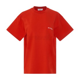 Balenciaga Embroidered Logo Tee Red