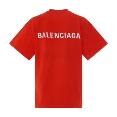 Balenciaga Embroidered Logo Tee Red