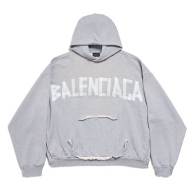 Balenciaga Tape Type TR Ripped Pocket Hoodie Grey