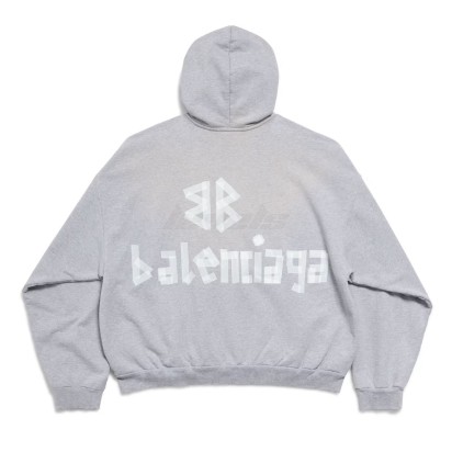Balenciaga Tape Type TR Ripped Pocket Hoodie Grey