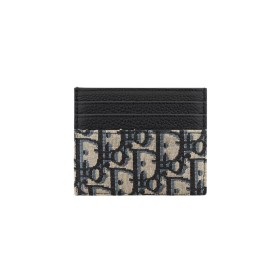 Dior Card Holder Beige and Black Dior Oblique Jacquard