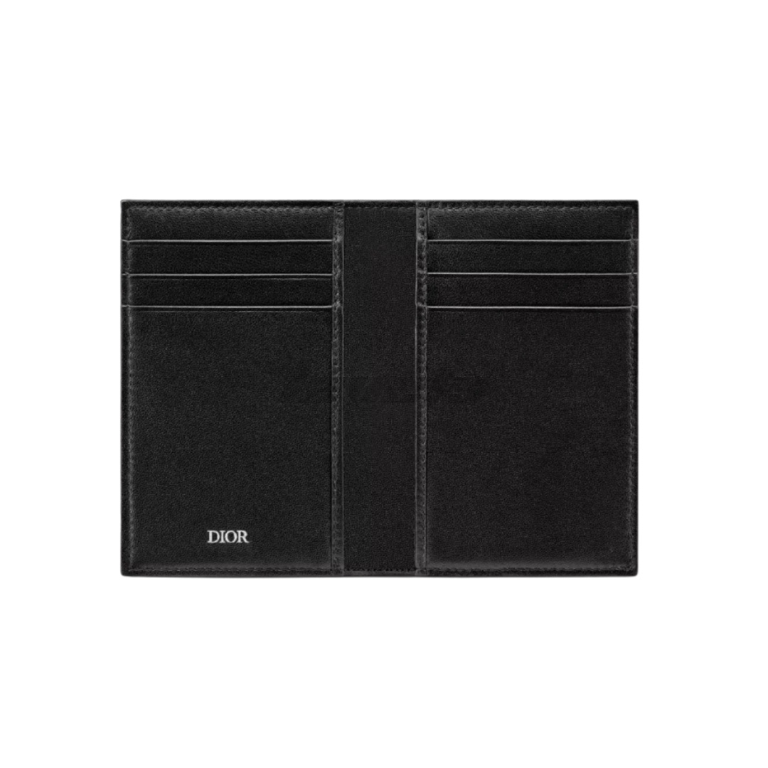 Dior Vertical Bifold Card Holder Beige and Black Dior Oblique Jacquard