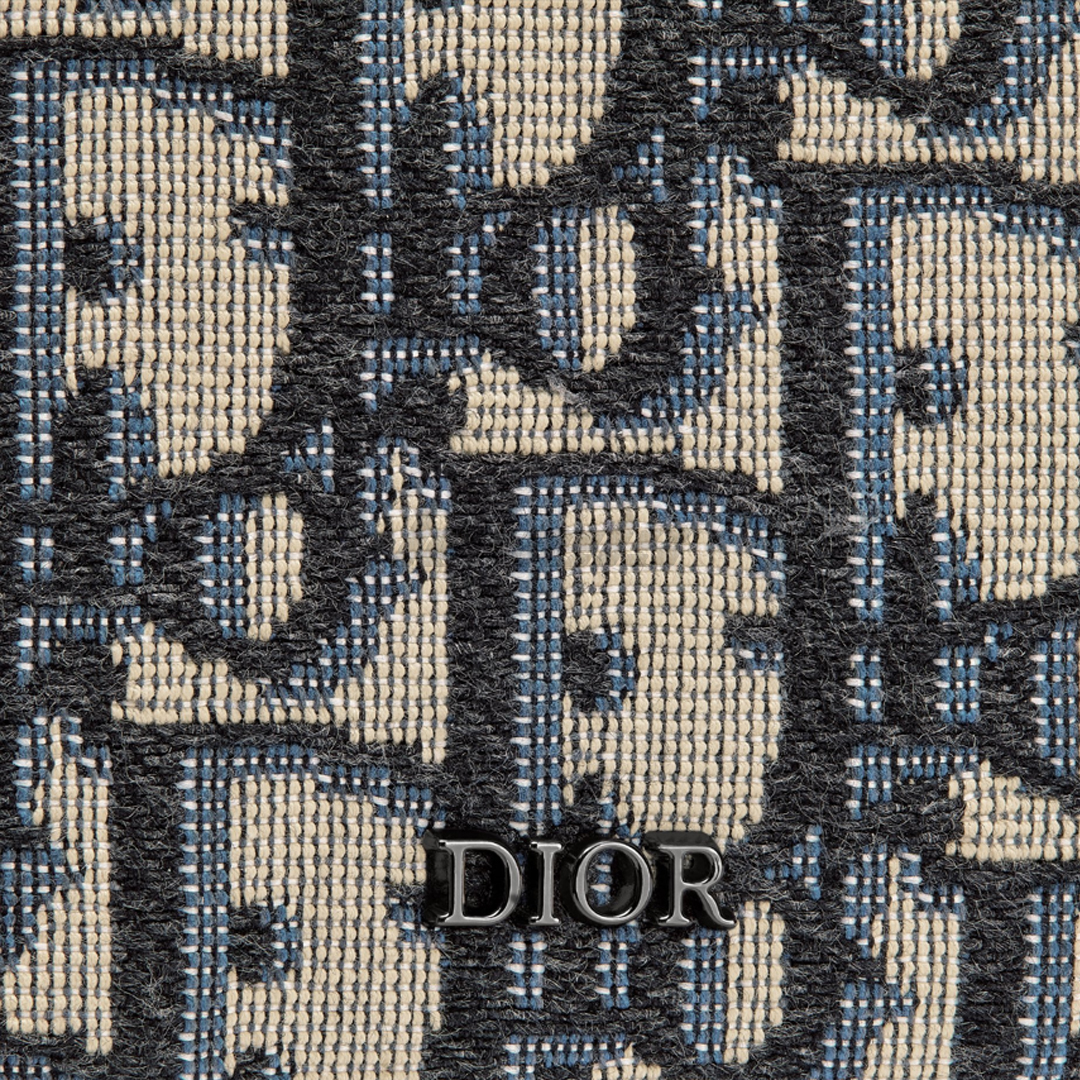 Dior Vertical Bifold Card Holder Beige and Black Dior Oblique Jacquard