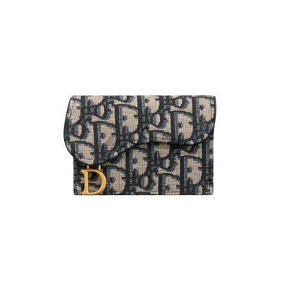 Dior Saddle Bloom Card Holder Blue Dior Oblique Jacquard