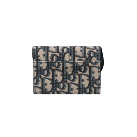 Dior Saddle Bloom Card Holder Blue Dior Oblique Jacquard
