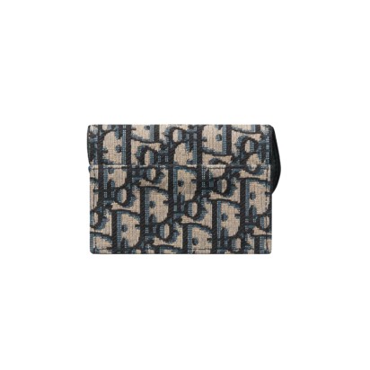 Dior Saddle Bloom Card Holder Blue Dior Oblique Jacquard
