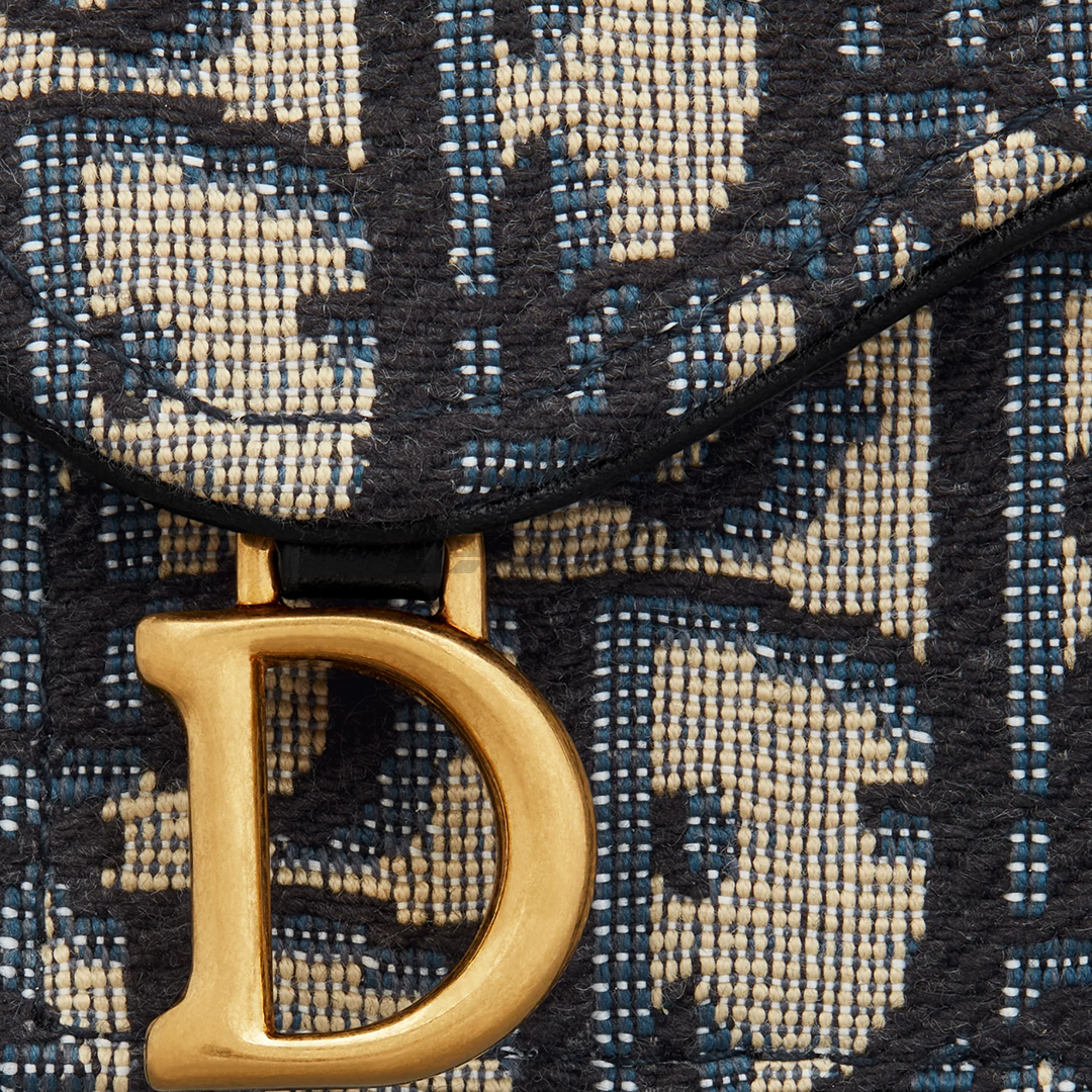Dior Saddle Bloom Card Holder Blue Dior Oblique Jacquard