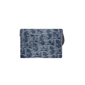 Dior Saddle Bloom Card Holder Blue Denim Dior Oblique Jacquard