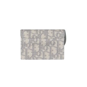 Dior Saddle Bloom Card Holder Gray Dior Oblique Jacquard