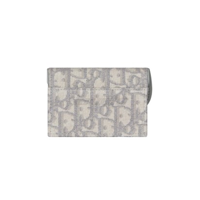 Dior Saddle Bloom Card Holder Gray Dior Oblique Jacquard