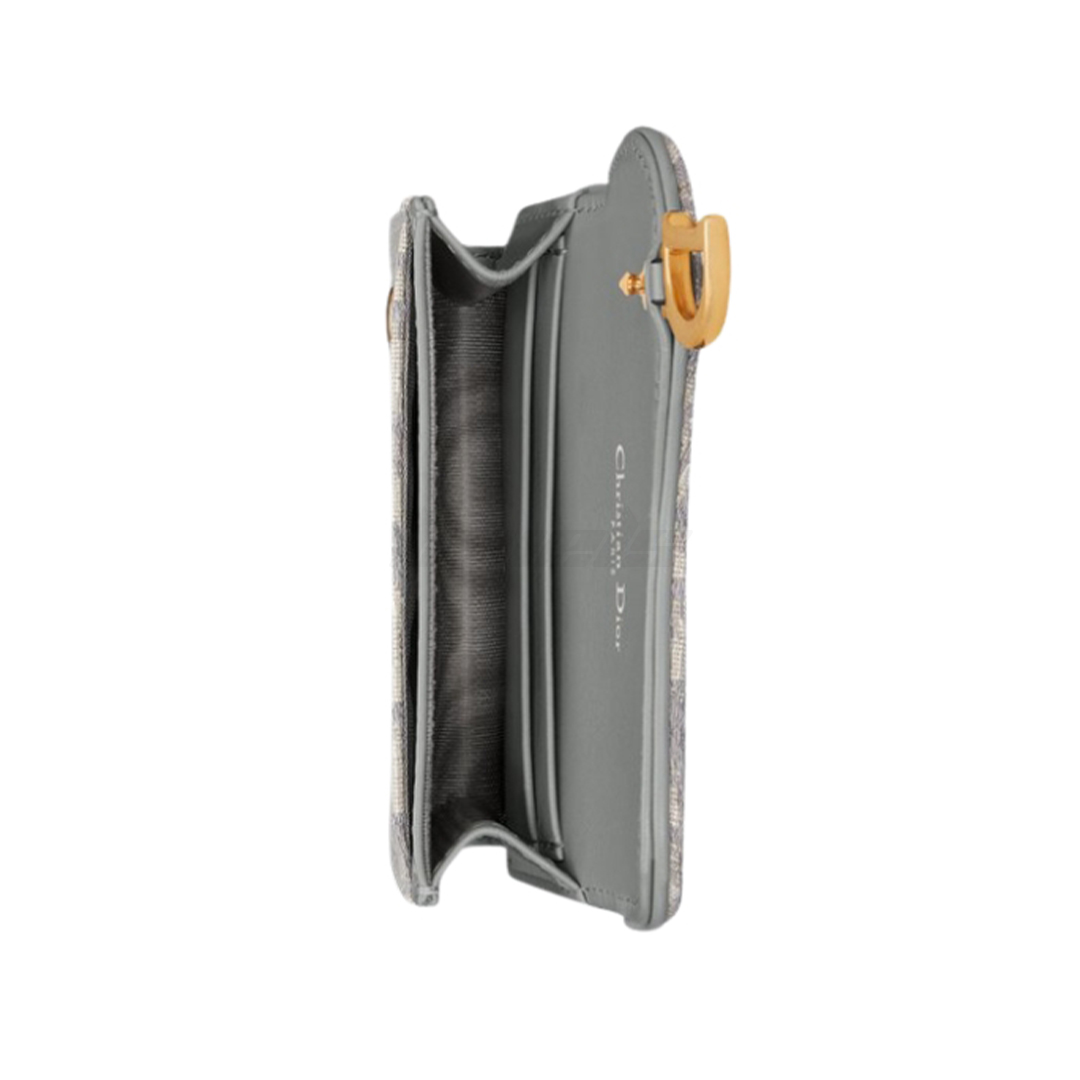 Dior Saddle Bloom Card Holder Gray Dior Oblique Jacquard
