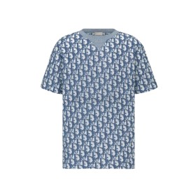 Dior Oblique Tee Blue and White