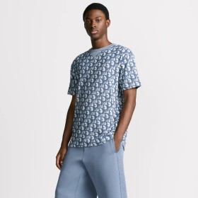 Dior Oblique Tee Blue and White