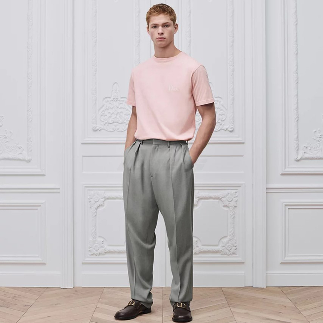 Dior Tee with Dior Embroidery Pink