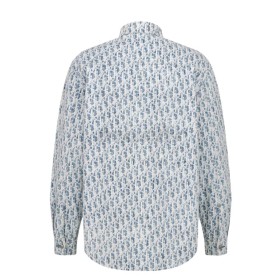 Dior Oblique Kasuri Cotton Denim Overshirt Blue and White