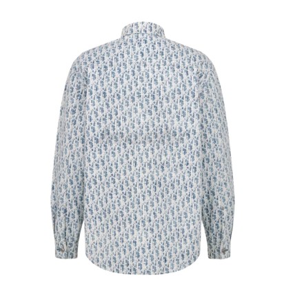 Dior Oblique Kasuri Cotton Denim Overshirt Blue and White