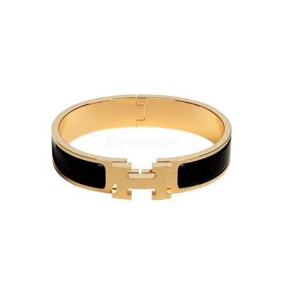Hermes Clic H Bracelet Noir Yellow Gold Plated