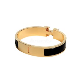 Hermes Clic H Bracelet Noir Yellow Gold Plated