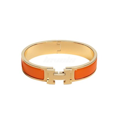 Hermes Clic H Bracelet Orange Fruité Yellow Gold Plated