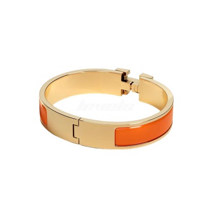 Hermes Clic H Bracelet Orange Fruité Yellow Gold Plated