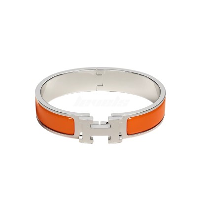 Hermes Clic H Bracelet Orange Fruité Palladium