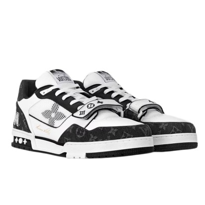 Louis Vuitton Trainer Sneaker Velcro Strap Monogram Denim Noir